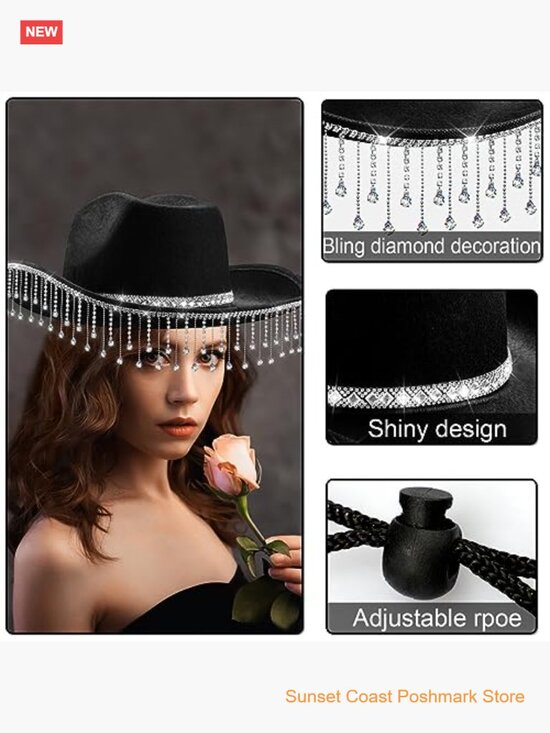 Rhinestone Cowboy Hat for Bachelorette Party Cowgirl Costume